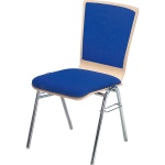 Holz-Schalenstuhl, Gestell 4-Fuß, Chrom, mit Sitz- & Rückenpolster, 